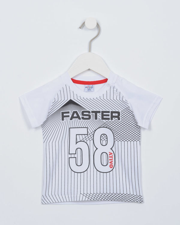 Picture of YF779 High Quality Cotton T-Shirt ” Faster 58” WHITE / GREEN
